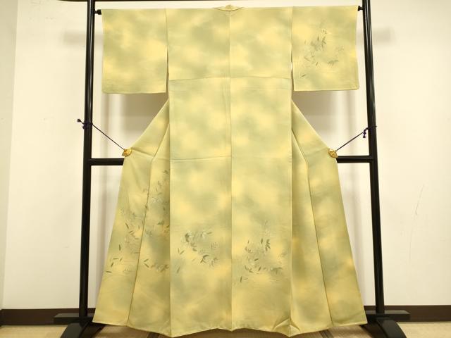 平和屋着物■訪問着 草葉文 暈し染め 正絹 逸品 DABD6393du
