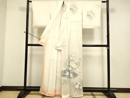 平和屋着物■訪問着 手描き 草花文 暈し染め 正絹 逸品 DABD6397du