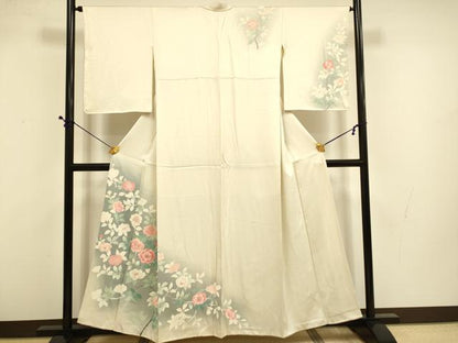 平和屋着物■訪問着 刺繍 枝花文 暈し染め 銀彩 正絹 逸品 DABD6401du