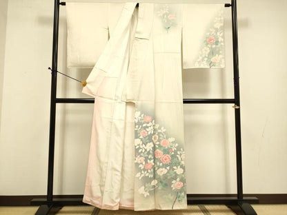 平和屋着物■訪問着 刺繍 枝花文 暈し染め 銀彩 正絹 逸品 DABD6401du