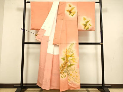 平和屋着物■訪問着　刺繍　枝花文　暈し染め　金彩　正絹　逸品　未使用　DABD6404du