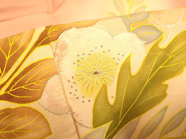 平和屋着物■訪問着　刺繍　枝花文　暈し染め　金彩　正絹　逸品　未使用　DABD6404du