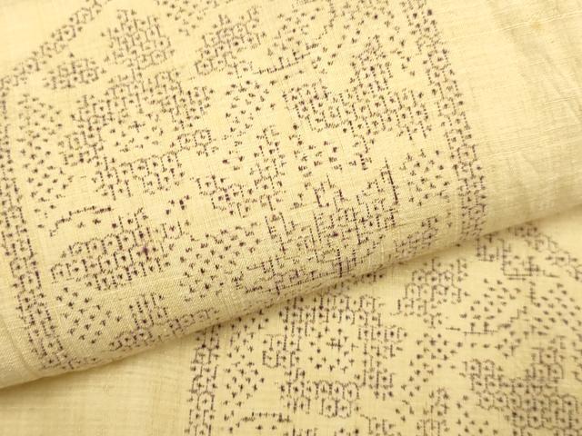 平和屋着物▽本場結城紬　重要無形文化財　単衣　100亀甲　飛び亀甲柄　亀甲花文　正絹　逸品　DABD6435du