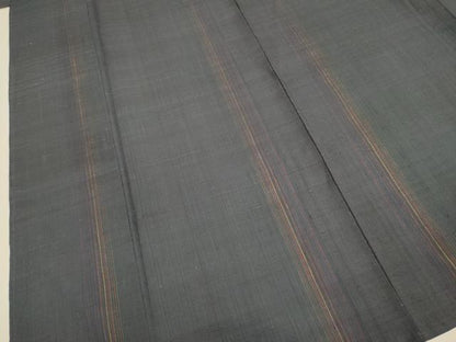 平和屋着物▽上質な紬　単衣　縞　正絹　逸品　DABD6436du