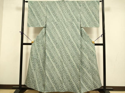 平和屋着物▽上質な小紋　単衣　枝梅文　ろうけつ染め　正絹　逸品　未使用　DABD6438du