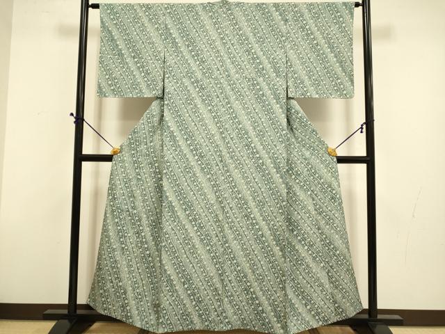平和屋着物▽上質な小紋　単衣　枝梅文　ろうけつ染め　正絹　逸品　未使用　DABD6438du