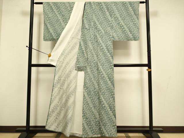 平和屋着物▽上質な小紋　単衣　枝梅文　ろうけつ染め　正絹　逸品　未使用　DABD6438du