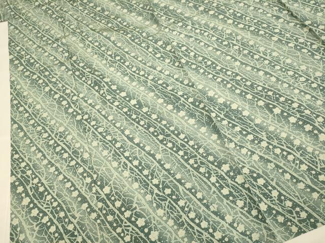 平和屋着物▽上質な小紋　単衣　枝梅文　ろうけつ染め　正絹　逸品　未使用　DABD6438du