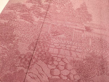 平和屋着物▽訪問着　江戸小紋　単衣　風景文　鮫小紋柄　洗える着物　DABD6449du