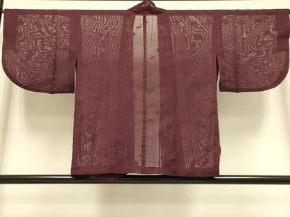 平和屋着物▽道中着　スリーシーズン　春夏秋　塵除け　琉球絣紋　葡萄色　洗える着物　DABD6460du