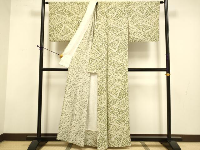 平和屋着物▽上質な小紋　単衣　草花文　正絹　逸品　DABD6462du
