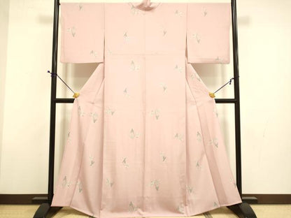 平和屋着物▽上質な小紋　単衣　南天文　正絹　逸品　DABD6463du