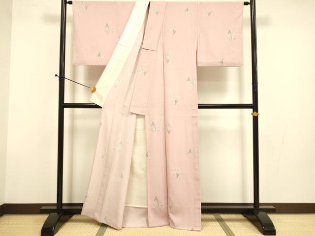 平和屋着物▽上質な小紋　単衣　南天文　正絹　逸品　DABD6463du
