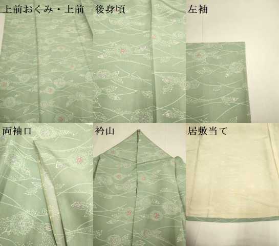 平和屋着物▽上質な小紋　単衣　草花文　正絹　逸品　DABD6470du
