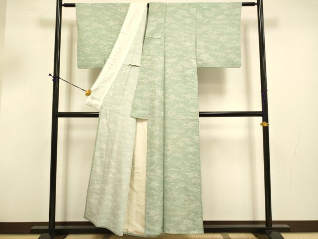 平和屋着物▽上質な小紋　単衣　草花文　正絹　逸品　DABD6470du