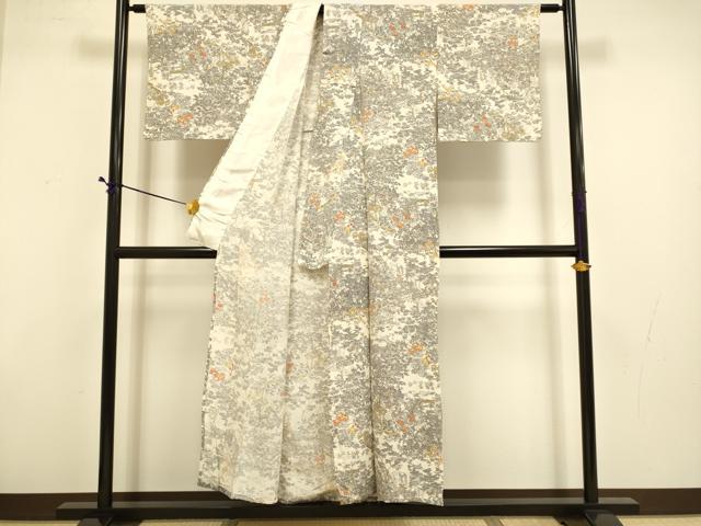 平和屋着物▽上質な小紋　単衣　風景花文　正絹　逸品　DABD6471du
