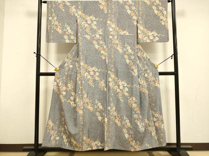 平和屋着物▽上質な小紋　単衣　辻が花　金彩　正絹　逸品　DABD6472du