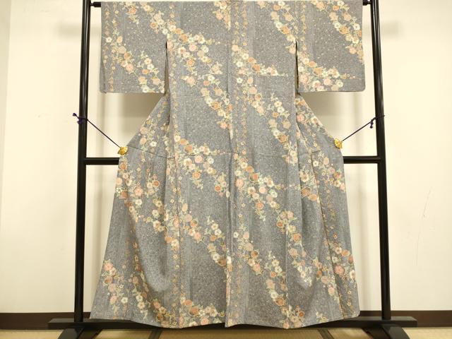 平和屋着物▽上質な小紋　単衣　辻が花　金彩　正絹　逸品　DABD6472du