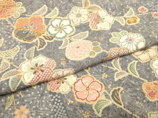 平和屋着物▽上質な小紋　単衣　辻が花　金彩　正絹　逸品　DABD6472du