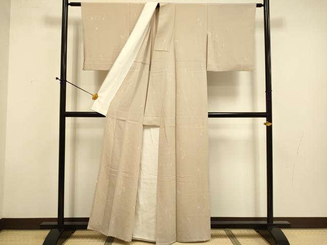 平和屋着物▽上質な小紋　単衣　枝葉文　正絹　逸品　DABD6477du