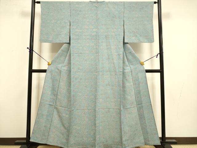 平和屋着物▽上質な小紋　単衣　舞花文　正絹　逸品　DABD6480du