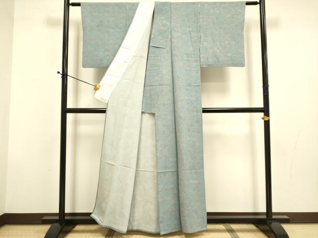 平和屋着物▽上質な小紋　単衣　舞花文　正絹　逸品　DABD6480du