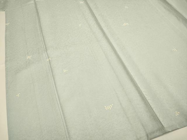 平和屋着物▽上質な小紋　単衣　七宝文　万筋　秘色色×薄雲鼠色　金彩　正絹　逸品　DABD6482du