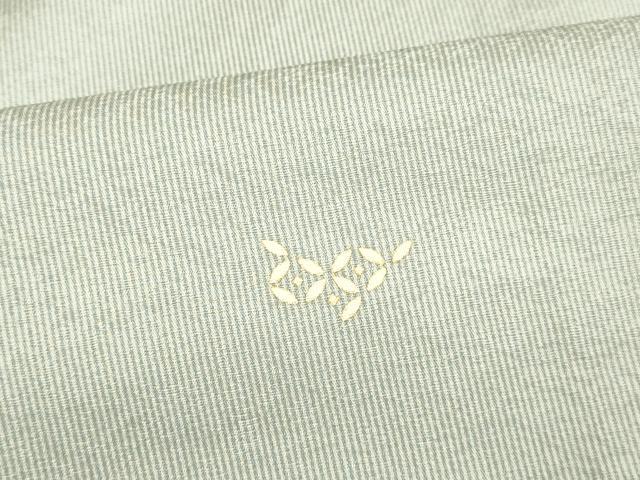 平和屋着物▽上質な小紋　単衣　七宝文　万筋　秘色色×薄雲鼠色　金彩　正絹　逸品　DABD6482du