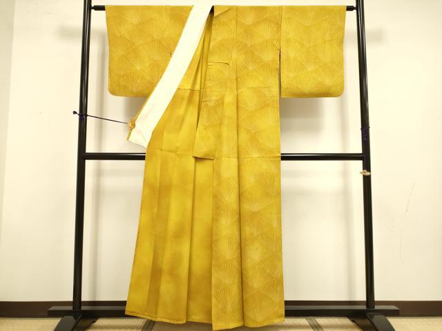 平和屋着物▽上質な小紋　単衣　松葉文　正絹　逸品　DABD6483du