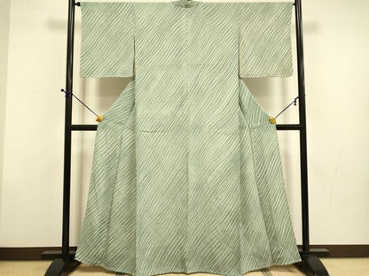 平和屋着物▽上質な小紋　単衣　霞文　正絹　逸品　DABD6484du