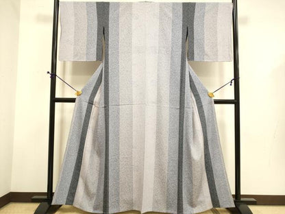 平和屋着物▽上質な小紋　単衣　間道　たたき染め　正絹　逸品　DABD6488du