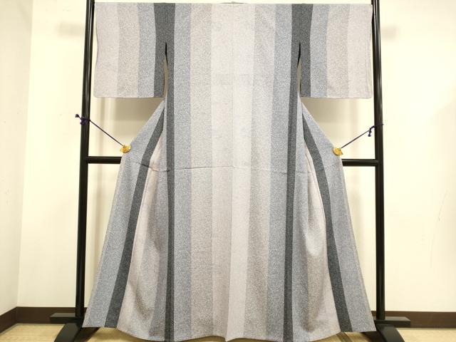 平和屋着物▽上質な小紋　単衣　間道　たたき染め　正絹　逸品　DABD6488du
