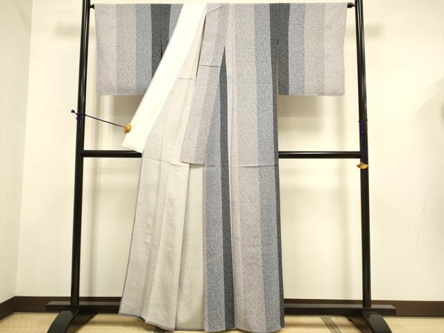 平和屋着物▽上質な小紋　単衣　間道　たたき染め　正絹　逸品　DABD6488du