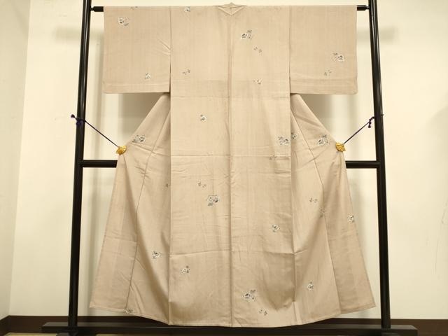 平和屋着物▽上質な紬　単衣　絞り　成り物　正絹　逸品　DABD6494du