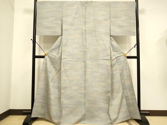 平和屋着物▽上質な小紋　単衣　紬地　霞文　暈し染め　正絹　逸品　DABD6495du