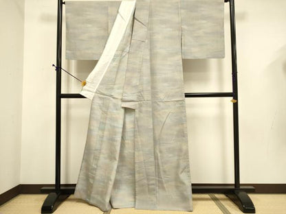 平和屋着物▽上質な小紋　単衣　紬地　霞文　暈し染め　正絹　逸品　DABD6495du