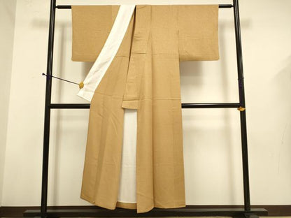 平和屋着物▽上質な色無地　単衣　源氏香地紋　香染色　正絹　逸品　DABD6503du