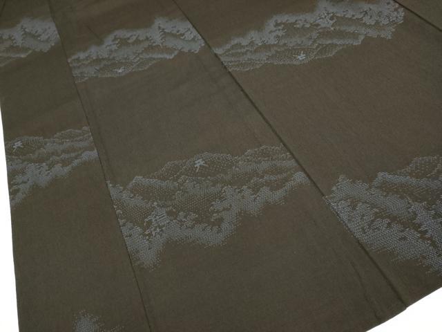 平和屋着物▽本塩沢　単衣　110亀甲　風景文　正絹　逸品　DABD6507du