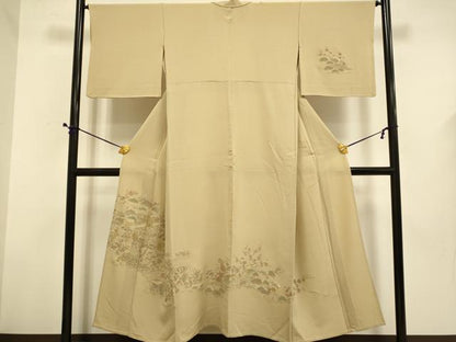 平和屋着物▽中国三大刺繍　スワトウ刺繍　汕頭刺繍　総刺繍　訪問着　単衣　風景花松文　正絹　逸品　DABD6508du