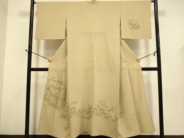 平和屋着物▽中国三大刺繍　スワトウ刺繍　汕頭刺繍　総刺繍　訪問着　単衣　風景花松文　正絹　逸品　DABD6508du
