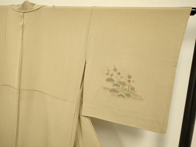 平和屋着物▽中国三大刺繍　スワトウ刺繍　汕頭刺繍　総刺繍　訪問着　単衣　風景花松文　正絹　逸品　DABD6508du