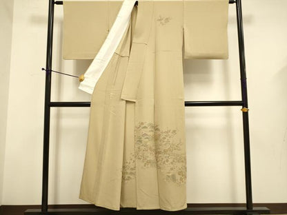 平和屋着物▽中国三大刺繍　スワトウ刺繍　汕頭刺繍　総刺繍　訪問着　単衣　風景花松文　正絹　逸品　DABD6508du