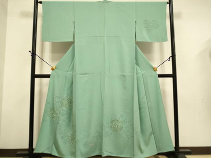 平和屋着物▽中国三大刺繍　スワトウ刺繍　汕頭刺繍　総刺繍　訪問着　単衣　正倉院更紗花文　金糸　正絹　逸品　DABD6513du