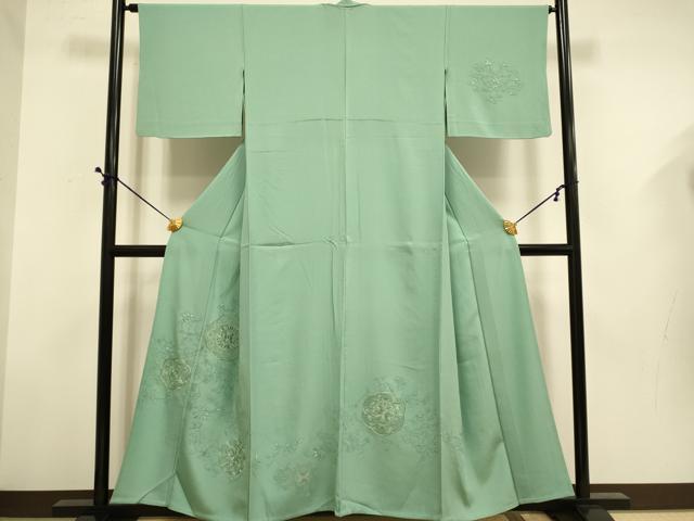 平和屋着物▽中国三大刺繍　スワトウ刺繍　汕頭刺繍　総刺繍　訪問着　単衣　正倉院更紗花文　金糸　正絹　逸品　DABD6513du