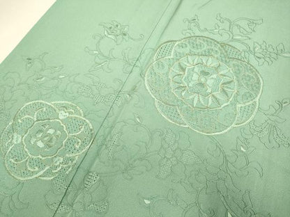 平和屋着物▽中国三大刺繍　スワトウ刺繍　汕頭刺繍　総刺繍　訪問着　単衣　正倉院更紗花文　金糸　正絹　逸品　DABD6513du