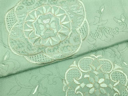 平和屋着物▽中国三大刺繍　スワトウ刺繍　汕頭刺繍　総刺繍　訪問着　単衣　正倉院更紗花文　金糸　正絹　逸品　DABD6513du