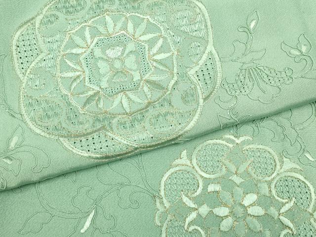 平和屋着物▽中国三大刺繍　スワトウ刺繍　汕頭刺繍　総刺繍　訪問着　単衣　正倉院更紗花文　金糸　正絹　逸品　DABD6513du