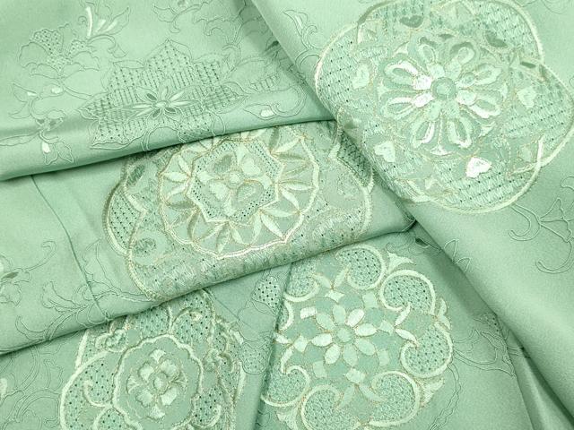 平和屋着物▽中国三大刺繍　スワトウ刺繍　汕頭刺繍　総刺繍　訪問着　単衣　正倉院更紗花文　金糸　正絹　逸品　DABD6513du