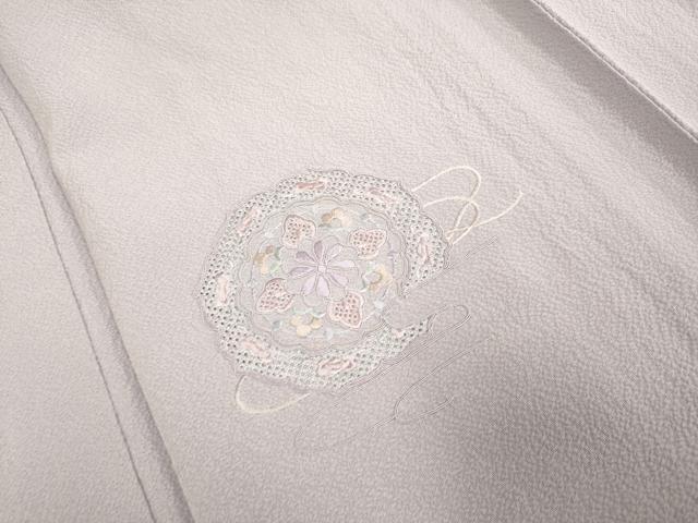 平和屋着物▽中国三大刺繍　スワトウ刺繍　汕頭刺繍　総刺繍　訪問着　単衣　花絵皿文　正絹　逸品　DABD6514du