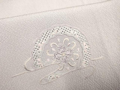 平和屋着物▽中国三大刺繍　スワトウ刺繍　汕頭刺繍　総刺繍　訪問着　単衣　花絵皿文　正絹　逸品　DABD6514du